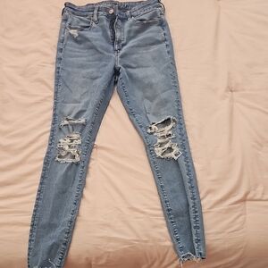 American Eagle Outfitters Light Blue Distressed Skinny Jeans